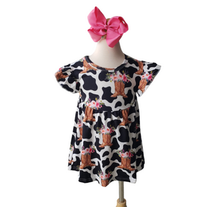 Girl's Flowers and Boots Flutter Dress