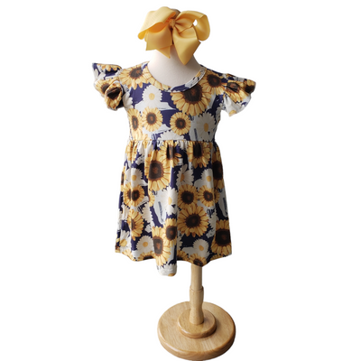 Girl's Sunflower & Daisy Flutter Twirl Dress