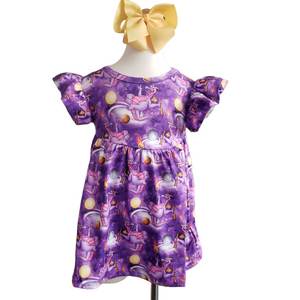 Girl's Purple Dragon Flutter Dress