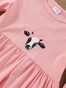Infant/Toddler Girl's Cow Hi-Lo 2PC Tunic Set (2 Colors)