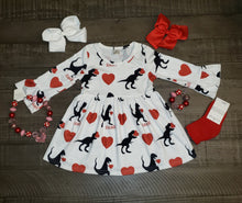 Girl's Dinosaur & Hearts Twirl Dress