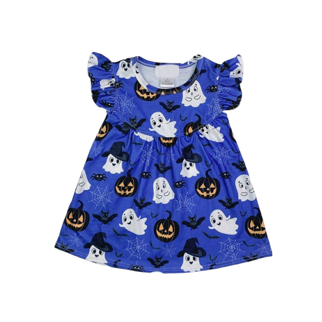 Girl's Halloween Friendly Ghost  Flutter Dress