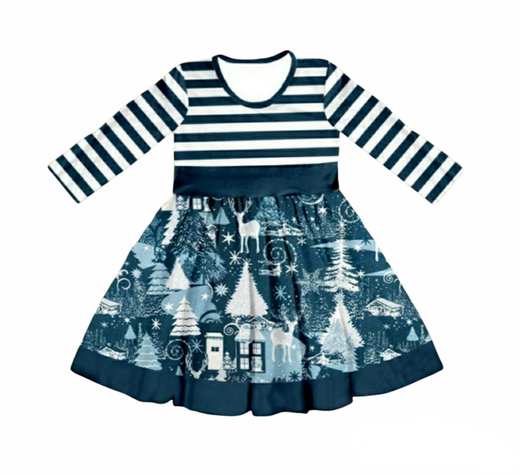 Girl's Blue Winter Wonderland Twirl Dress