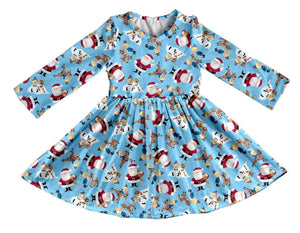 Girl's Santa & Friends Christmas Twirl Dress