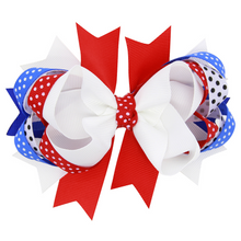 Girl's Large Red, White & Blue Hair Bows (3 Designs)