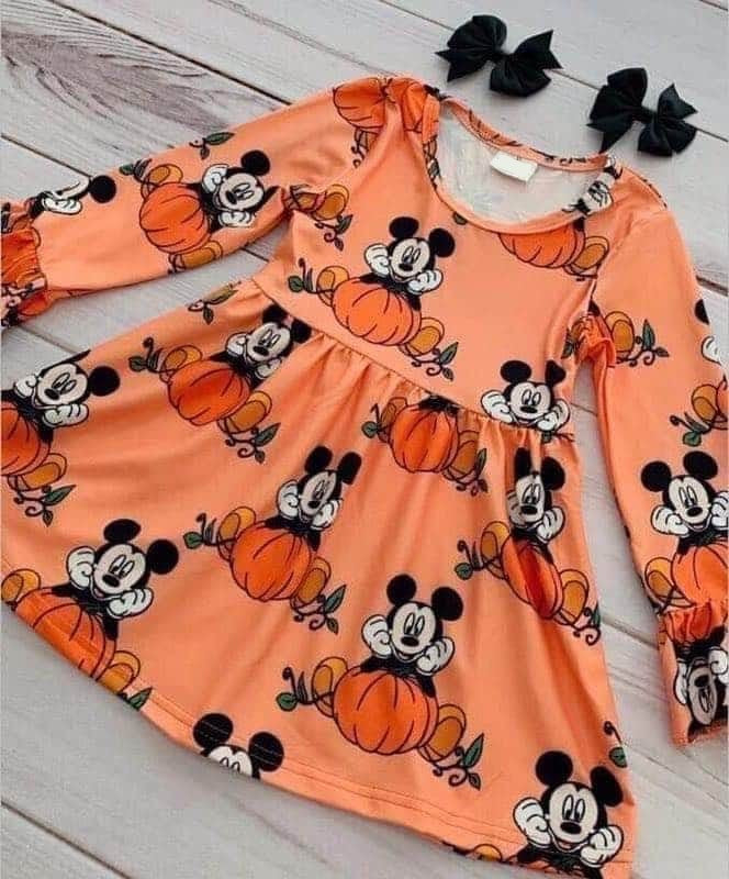 Girl's Mickey Mouse  Pumpkin Twirl Dress