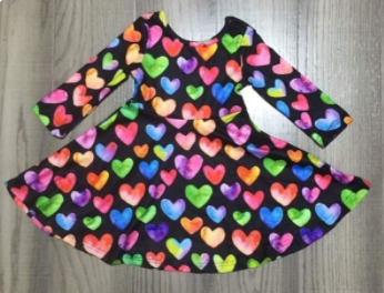 Girl's Rainbow Heart Twirl Dress