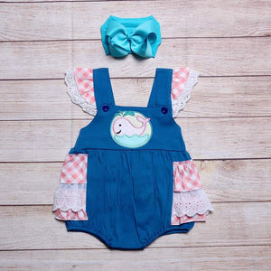 Infant Girl's Pink Whale Bubble Romper