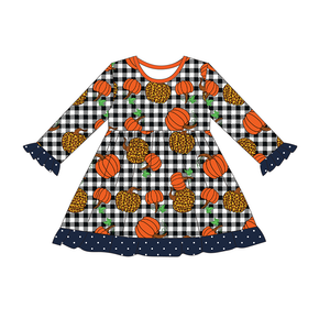 Girl's Navy Pumpkin Dress