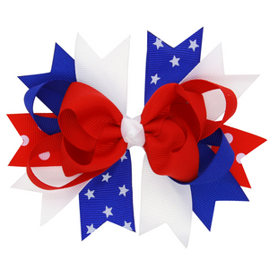 Girl's Large Red, White & Blue Hair Bows (3 Designs)