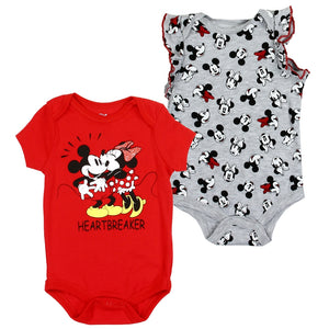 Infant Girl's "Heartbreaker" Minnie Mouse 2-Pack Rompers