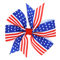 Girl's Stars & Stripes Patriotic Hair Bows (2 Designs)