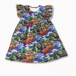 Girl's Dinosaur Flutter Dress