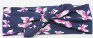 Girl's Navy & Floral Knotted Headband