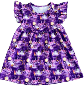 Girl's Purple Dragon Flutter Dress