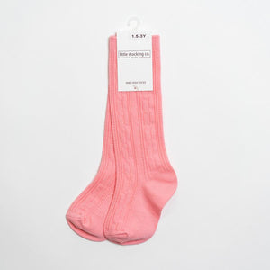 Girl's  Cable Knit Knee High Socks (6 New Winter Colors)
