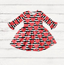 Girl's  Stripes & Hearts Twirl Dress