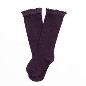 Girl's Lace Top Knee High Socks (6 New Winter Colors)