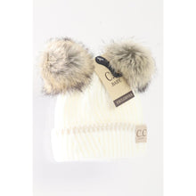 BABY Solid Knit Double Fur Pom Beanie (Infant)