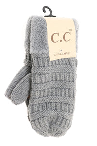 Kids Solid Fuzzy Lined Mittens