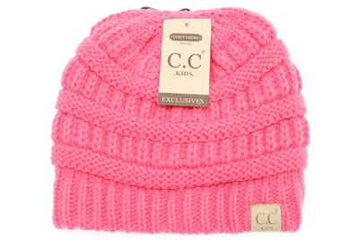 Kids Solid Fuzzy Lined  CC Beanie