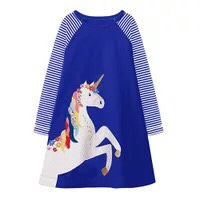 Girl's Casual Long-Sleeved Unicorn Dress (3 Colors)