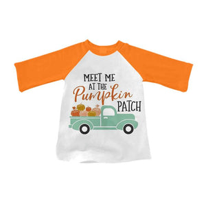 Boy's "Meet Me at the Pumpkin Patch" Raglan - Orange